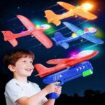 Airplane Launcher Toys for 4 5 6 7 8 Year Old Boys Gifts: Airplane Shooter with  LED Foam Glider Planes for Kids - Outdoor Flying Toys Boys Birthday Present Gifts